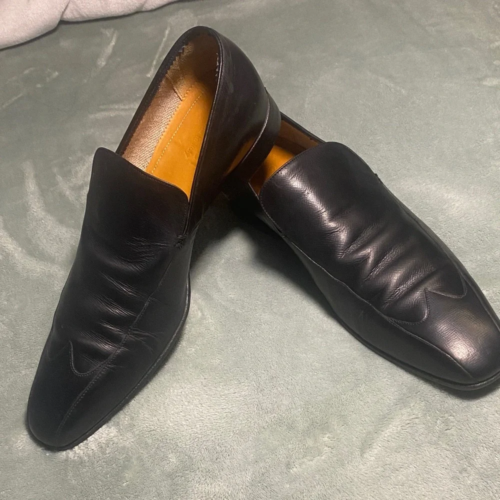 Gucci Black Leather Men's Slip-On Loafers - Picture 1 of 16